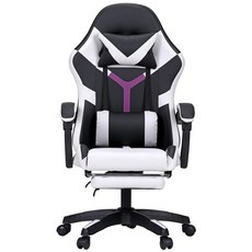 벤트론스 게이밍 의자 각도 높이 조절 가능 컴퓨터 사무용 의자, 블랙(발받침 포함)