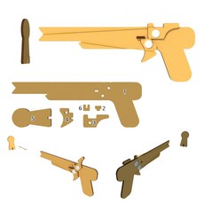 타깃 고무줄 권총 만들기 조립형 고무밴드 장력 발사 장난감권총 과녁맞추기 DIY (2개)