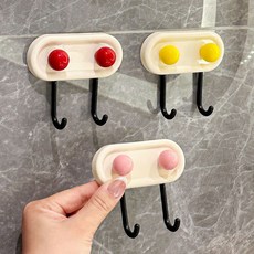 多巴胺掛鉤強力粘鉤免打孔強力承重衛生間廚房門後無痕雙頭掛衣鉤, 1個, 雙頭掛鉤 (強力膠貼1片):免打孔/5份