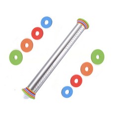 스테인레스 스틸 조절 가능한 롤링 핀 실리콘 베이킹 매트 논스틱 퐁당 반죽 롤링 패드 오븐 라이너 주방 용품 17 인치, 2) Rolling Pin