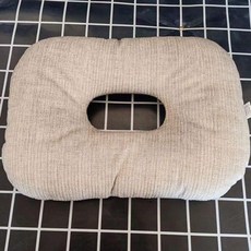耳朵骨釘墜眼頭枕墊 珍珠棉空心洞洞透氣中空護耳墊, 水晶絨花條紋/枕*珍珠棉,約外直徑32x25 內徑10x6高5cm, 水晶絨花條紋