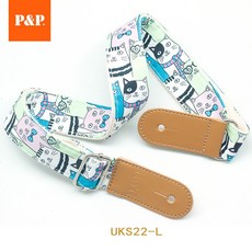 (老羊樂器店)開發票 烏克麗麗背帶 綁帶款 背帶釘 卡通圖案 ukulele strap 適用烏克麗麗, 1個, UKS22-L