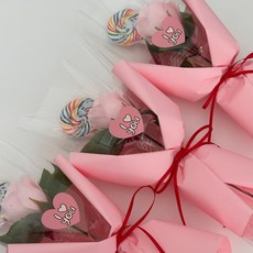 데이핸드 화이트데이 사탕장미꽃다발, 분홍