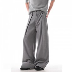 쁘띠꼬모 남성 하이웨이스트 루즈핏 플리츠 와이드 슬랙스 캐주얼 팬츠 데일리룩 ZJR121603