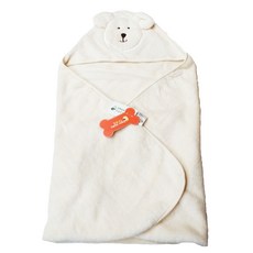 hello mika 米卡 小熊有機棉寶寶披抱毯 (附竹纖維紗布口水巾) - 有機棉材質，柔軟親膚，四季皆宜, 米駝色