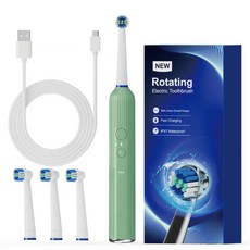 旋轉電動牙刷 IPX7防水 快速充電, 直充綠, 1個, 1