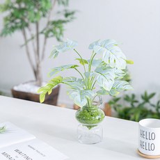 초록 홈인테리어 화병 38cm (DIY) 조화 그리너리 여름 장식 소품 꾸미기, 1개, 알보몬스테라_B라인 화병