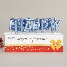 生日蠟燭 - 金屬字母蠟燭 派對慶生裝飾, 1個, 生日字母蠟燭(藍色)
