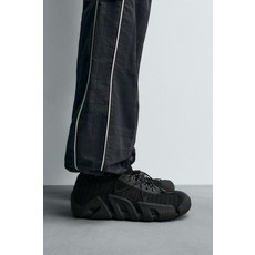 ZARA 자라 남성 포멀 슈즈 스니커즈 레더 이레귤러 솔 트레이너 - 블랙 167343