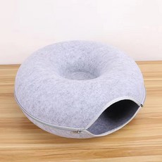 柔軟舒適甜甜圈貓窩，貓咪休憩玩樂好去處，耐磨耐抓易清洗, 淺灰, 1個