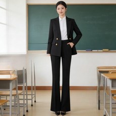 여성정장세트 슬림핏 블랙 재킷 공무원 면접 정장 아담한 체형 봄가을 출근룩 세트