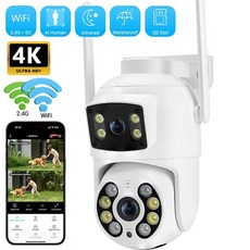 카메라 보안 보호 듀얼 렌즈 스크린 컬러 나이트 비전 자동 트랙 감시, 1개, 2. wifi With 128G Card