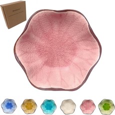 커피 바 액세서리용 스푼 휴식 스테이션용 작은 티스푼 휴식용 플라워 세라믹 홀더 PC 1대 레트로 씨블루, Cracks Deco/ Pink