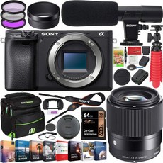 Sony a6400 미러리스 카메라 4K APS-C 본체 ILCE-6400B 번들 시그마 30mm F1.4 DC DN C 렌즈 데코 기어 콘덴서 마이크 여행 가방 케이스 사진