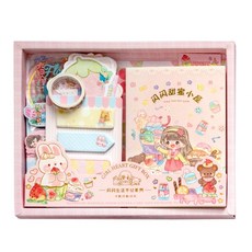 Hayeong 甜點日記裝飾套件 + PVC儲物袋, 粉色套裝