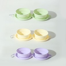 오멍 반려동물 휴대용 접이식 실리콘 식기, 1개, 퍼플