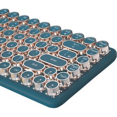 TISHLED타자기 키보드 무선 2.4GHz/Bluetooth/USBC 유선 기계식 게임 키보드골드 LED 백라이트 포함 84키 NKRO 핫 스왑 가능 그린 스위치 복고 원형, 텐키리스, 1개