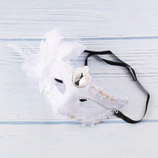 萬聖節派對威尼斯公主化妝舞會面具, 1個, 大花玫瑰面具 白色 ,1個