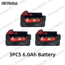 밀워키 M18 18V 리튬 교체 배터리용 9Ah 고용량 48-11-1860 48-11-1850 48-11-1840 공구, [03] 3PCS 6.0Ah Battery