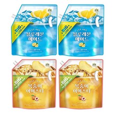 밸런스그로우 대용량 에이드 (복숭아 2P+블루레몬 2P), 4개, 1.5L