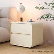 심플한 디자인의 원목 협탁 침대옆 테이블 미니멀리스트 수납 솔루션 작은 가구, 1개, 크림색 40x40x47