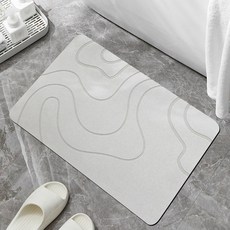 硅藻泥軟墊浴室吸水地墊衛生間腳墊廁所門口防滑家用速幹, 淺灰-條紋, 1個