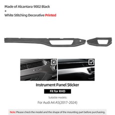 호환 대시 보드 패널 계기판 트림 스트립 스티커 아우디 A4 B9 A5 2017-2024 자동차 인테리어 제작 알칸타라 튜닝 액세서리, 02 9002 Black RHD