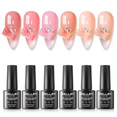 GELLEN Gel Nail Polish Set 6 Colors Nude Pink Jelly Gel Nail Polish Kit Sheer Neutral Nude Gel P, GELLEN Gel Nail Polish Set, 6