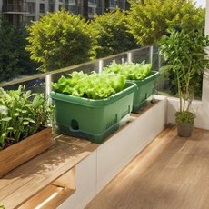 Jeepsaram 대형 화분 플라스틱 텃밭 상추 수경재배 대파 키우기, 텃밭화분_그린, 1개