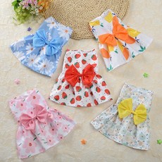 강아지 애견 여름 리본 공주 드레스 원피스 외출복, 하늘 데이지_M, 1개