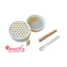 晴晴百寶盒 調製區副食品製作多功能研磨器七件組，寶寶副食品調理組，榨汁/磨泥/磨粉/過濾 N071, 1個, 二隻湯匙