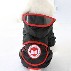 희미몰 반려견 귀여운방수비옷 소형 중형 대형 비오는날 산책 올인원 레인코트 우비 판초 포켓 우의, 검정, 1개