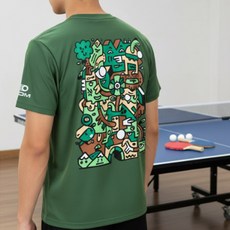 엑시옴 리브6 반팔 티셔츠 스포츠 반팔티 경기복 유니폼티 탁구복 상의-남녀공용(올리브), 엑시옴 리브6 반팔 (올리브) S