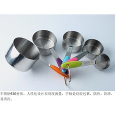 mamabao 不鏽鋼矽膠量杯量勺5件組, 1個, 量勺量杯-大