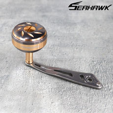 씨호크 베이트릴 튜닝 파워핸들 AL 시마노 다이와 호환, 골드/건스모크 42mm, 1개, 골드/건스모크