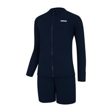 [브랜드정품]아레나 남아동 비치 짚업 래쉬가드+4부팬츠 세트 수영복(A4BB1BS82)NVY 강습수영복 휴가수영복