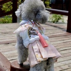 반려동물 강아지 고양이 겨울 명절 애견한복, 1개, 핑크