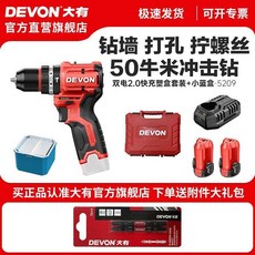 DEVON 大有 12V 無刷衝擊鑽 50Nm 扭矩 雙電套裝 5209, 1個, 牛米衝擊鑽【雙電2.0國產芯】+ 小藍盒