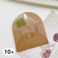 행운의 네잎클로버 코팅 카드 생화 투명 책갈피 선물, 봉투포함, 10개