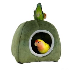 加絨保暖蒙古包冬季鸚鵡窩 (附掛鉤 清洗墊) 鳥籠配件 鸚鵡用品, 大號綠色蒙古窩, 1個