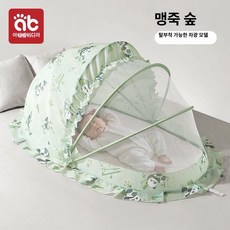 침대 전용 접이식 전면 커버 용 모기 차단, 큐트 뱀부 포레스트 분리형 블랙아웃