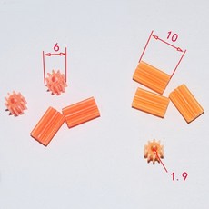 긴 소프트 모터기어 톱니기어부품 (6x10mm) 1pcs 10T톱니기어 플라스틱기어 톱니바퀴 cc-tg164