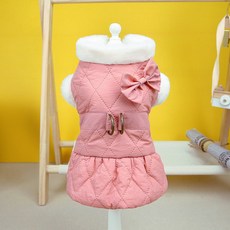 강아지패딩 원피스 애견 패딩드레스 강아지 겨울옷, 핑크색 (2211), 1개, 핑크색