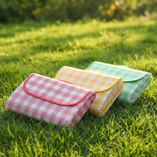 휴대용 체크 돗자리 접이식 피크닉 나들이 캠핑 방수 매트 단체 대량 선물, 01.옐로우, 1개