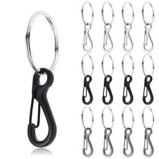 작은 카라비너 클립 스프링 스냅 후크 키 체인 버클 열쇠용 개 태그 애완동물 목걸이 대형 믹스+링 12세트, 작은 카라비너 클립 스프링 스냅 후크 키 체인 버클 열