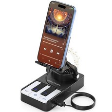 JTEMAN Cell Phone Stand with 블루투스 스피커 + Charging Stand피아노 Keys DesignBirthday Gifts for Men Women, 블랙