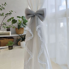 레이스 리본 장식 끈 타이백 커튼 액세서리 2p 세트 리본 타이 창문 장식, 1개, 그레이2p