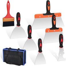 8개의 PCS 드라이월 나이프 세트 핸드 툴 키트 6가지 크기의 퍼티 브러시 및 정리 가방 공동 테이핑 마무리 패치를 위한 스패클, 8pcs