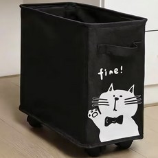 천(옷감) 소재 정리 바구니 - 고양이/강아지 무늬, 1개, 검은색 고양이 모델