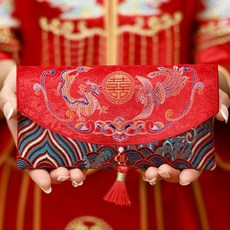 고급 부모님 용돈봉투 현금 장지갑 감사 돈봉투 명절 축의금 예단비, C. 수술장식 용봉황/구름, 1개